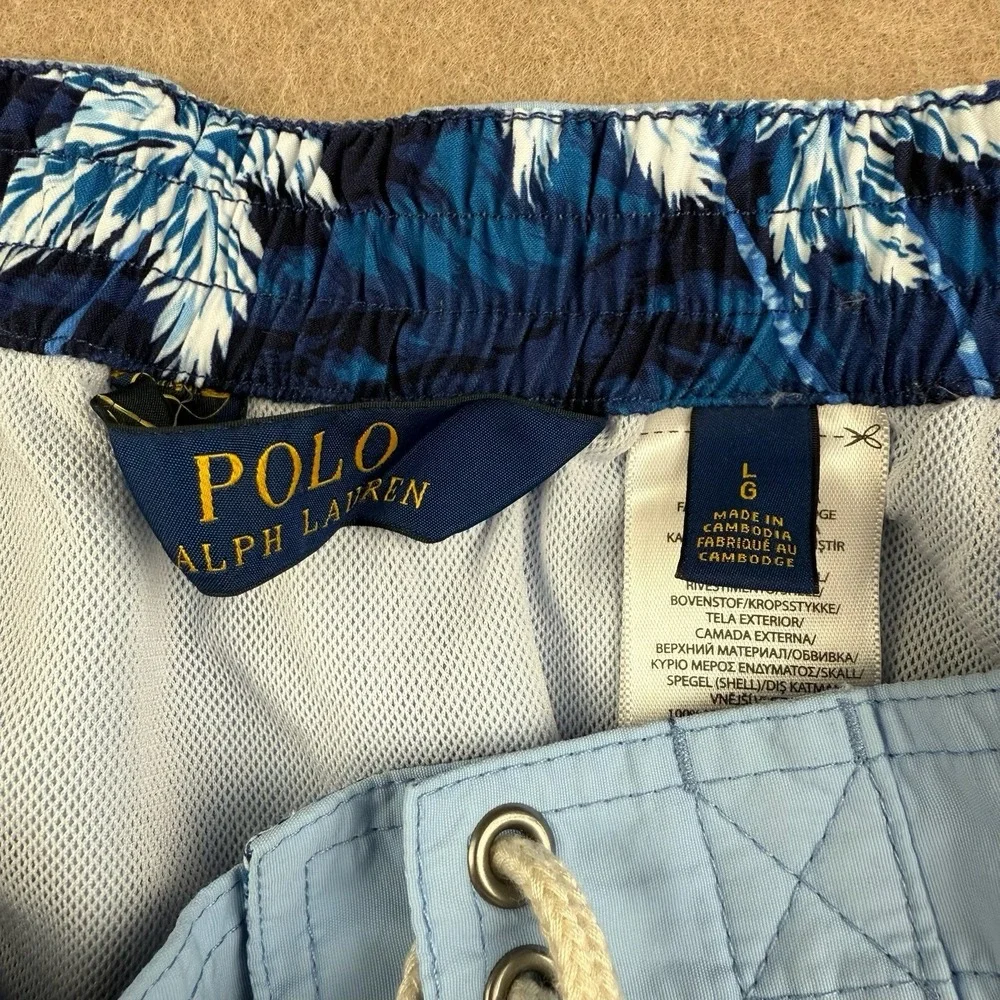 Polo Ralph Lauren Swimwear Men's L Blue Board Shorts Mesh Liner Cargo Drawstring